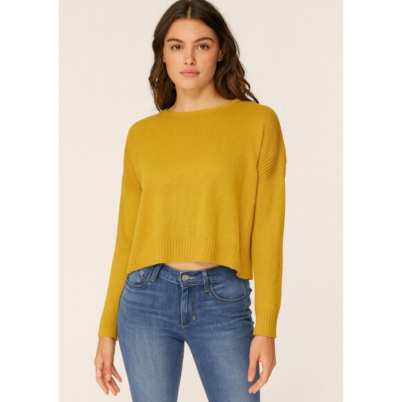 Eileen Fisher Small P Womens Sweater Linen Knit Relaxed Lightweight Mustard - Picture 1 of 6